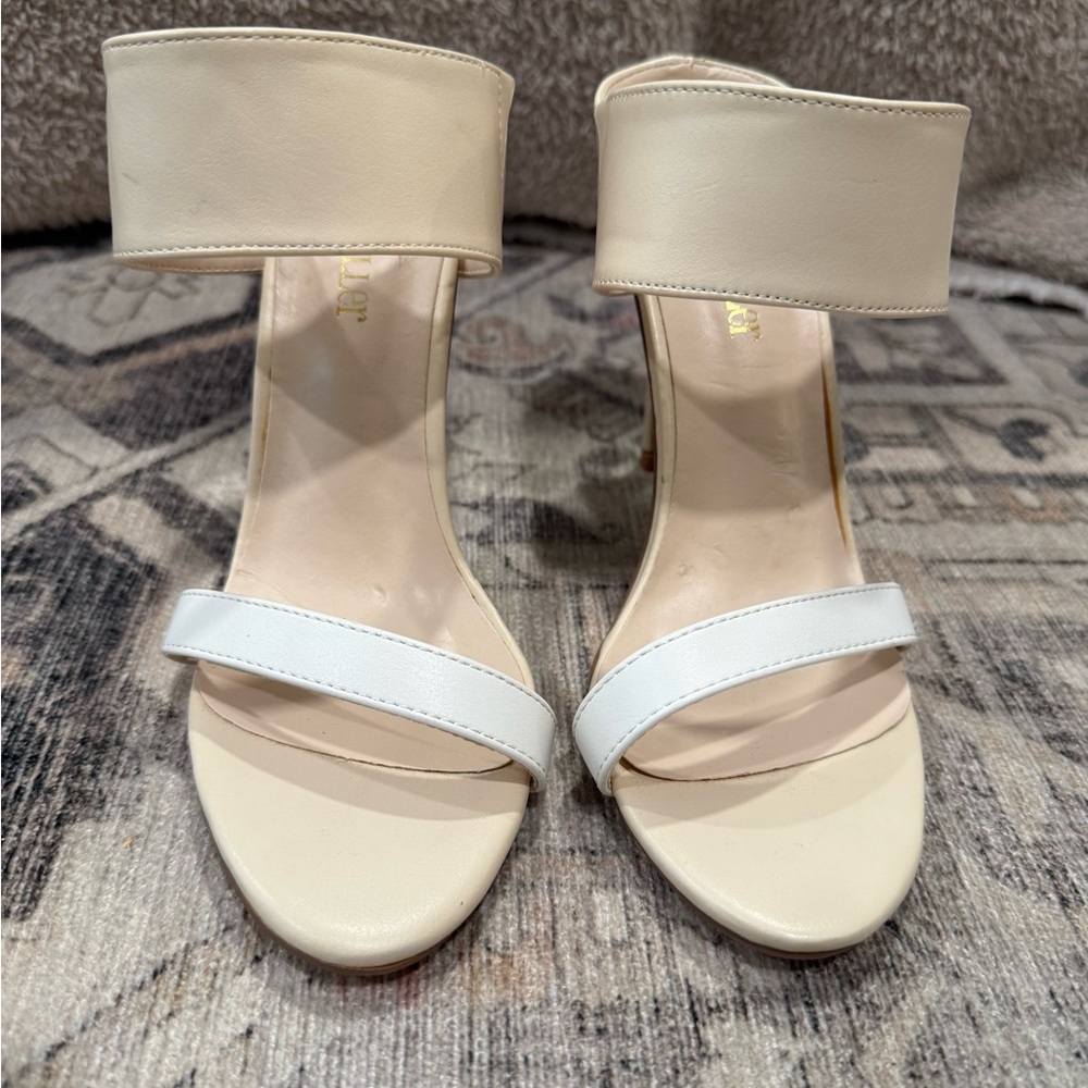 Olivia Miller Cream and White Heels with Minimalist Design